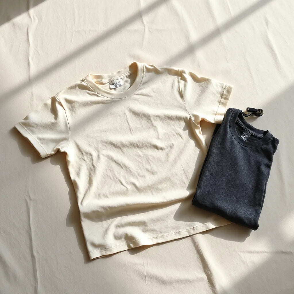 Neatly laid unisex heavyweight cotton t-shirt showcasing thick fabric texture and clean fit