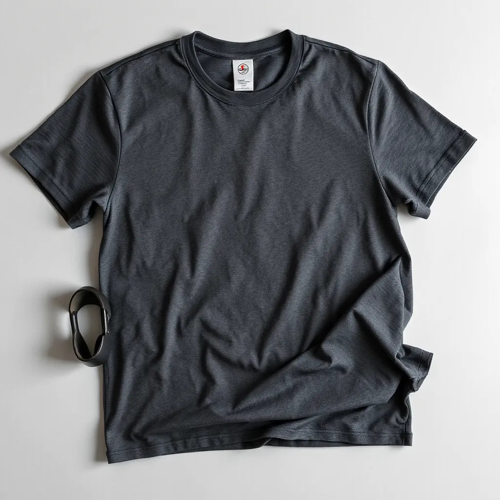 Premium heavyweight t-shirt fabric shown flat on a clean neutral background with subtle folds and texture