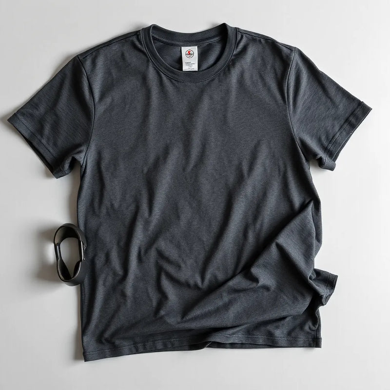 Premium heavyweight t-shirt fabric shown flat on a clean neutral background with subtle folds and texture